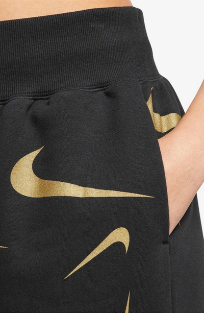 Shop Nike Sportswear High Waist Fleece Joggers In Black/ Bronzine
