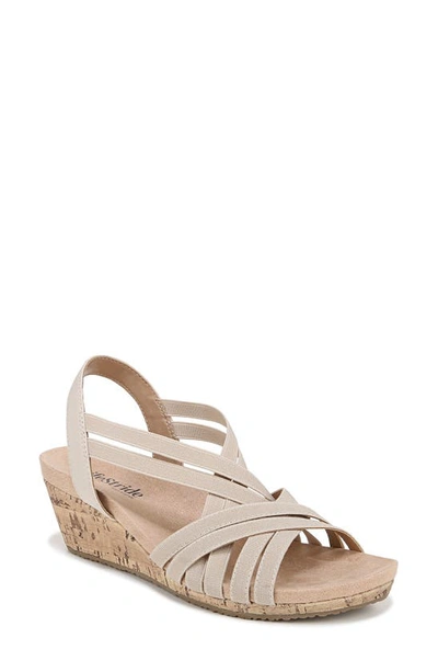Shop Lifestride Mallory Strappy Slingback Wedge Sandal In Almond Milk