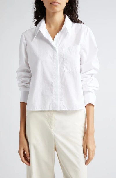 Shop Twp Boy Cotton Button-up Crop Shirt In White