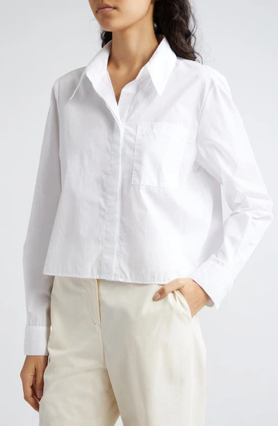 Shop Twp Boy Cotton Button-up Crop Shirt In White