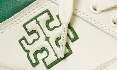 Shop Tory Burch Clover Court Sneaker In Titanium White / Green Ph