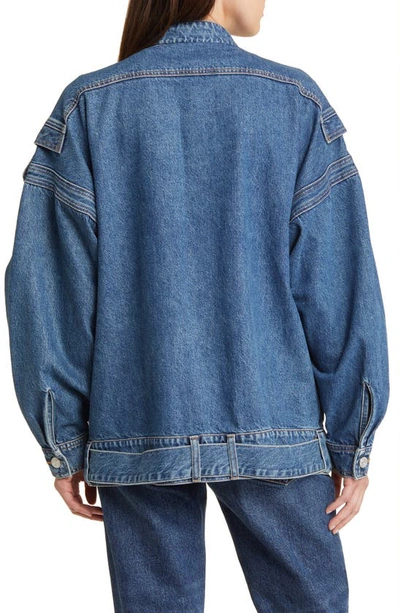 Shop Frame The Mc Belted Denim Jacket In Pond