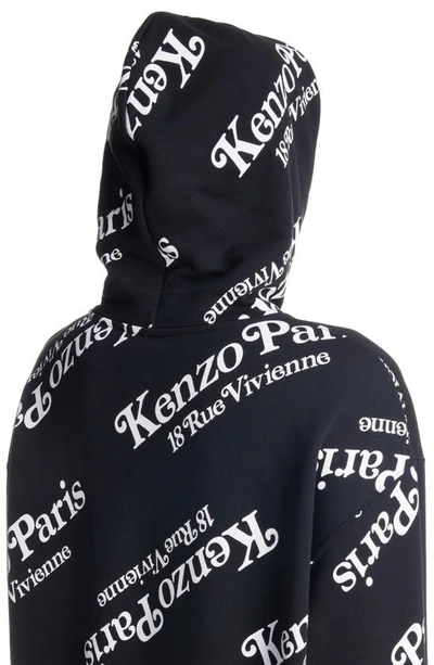 Shop Kenzo Verdy Logo Oversize Cotton Graphic Hoodie In Black