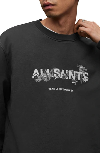 Shop Allsaints Chiao Dragon Cotton Graphic Sweatshirt In Jet Black