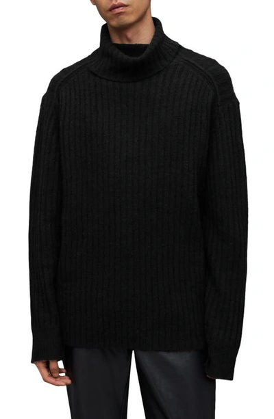 Shop Allsaints Varid Wool Blend Turtleneck Sweater In Black