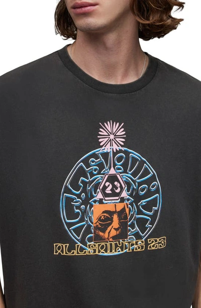 Shop Allsaints Dimension Graphic T-shirt In Washed Black