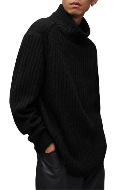 Shop Allsaints Varid Wool Blend Turtleneck Sweater In Black