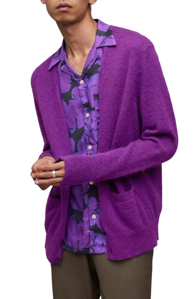 Shop Allsaints Kennedy Cardigan In Electric Purple