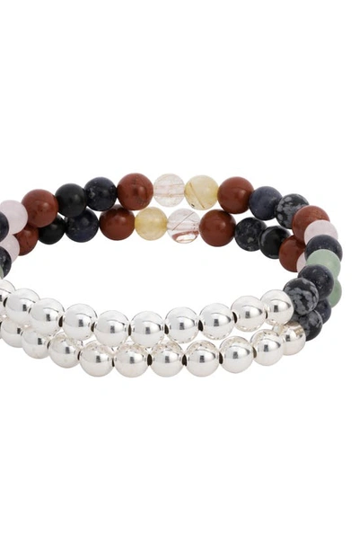 Shop The Healer’s Collection N32 Emotional Eating Set Of 2 Healer's Bracelets In Silver