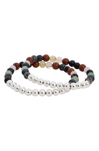 Shop The Healer’s Collection N32 Emotional Eating Set Of 2 Healer's Bracelets In Silver