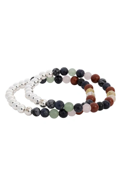 Shop The Healer’s Collection N32 Emotional Eating Set Of 2 Healer's Bracelets In Silver