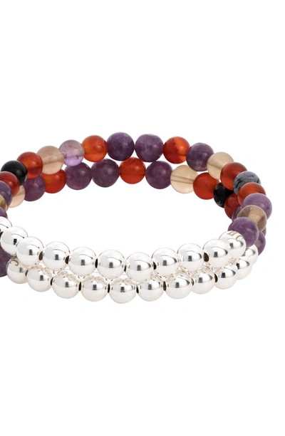 The Healer’s Collection The Healer's Collection N62 Smooth Digestion Set Of 2 Healer's Bracelets In Silver