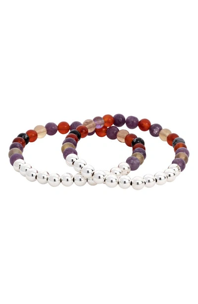 Shop The Healer’s Collection N62 Smooth Digestion Set Of 2 Healer's Bracelets In Silver