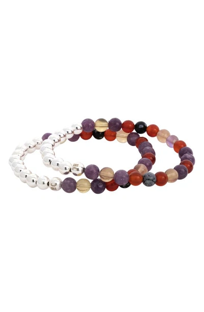 Shop The Healer’s Collection N62 Smooth Digestion Set Of 2 Healer's Bracelets In Silver