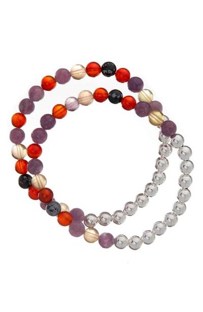 Shop The Healer’s Collection N62 Smooth Digestion Set Of 2 Healer's Bracelets In Silver