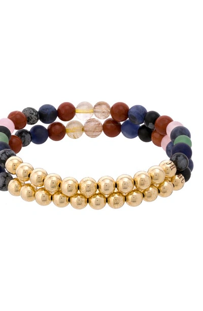 Shop The Healer’s Collection N32 Emotional Eating Set Of 2 Healer's Bracelets In Yellow Gold