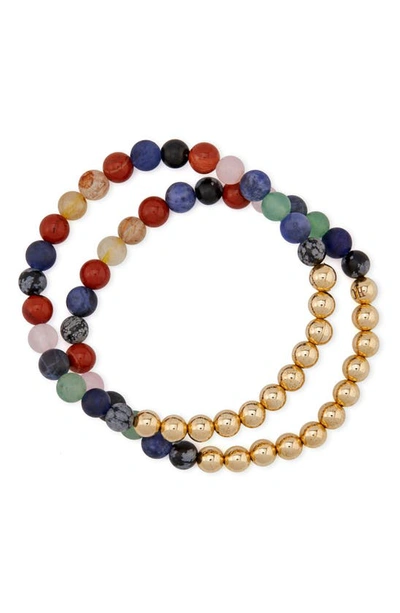 Shop The Healer’s Collection N32 Emotional Eating Set Of 2 Healer's Bracelets In Yellow Gold