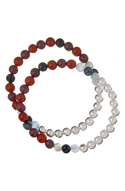 The Healer’s Collection The Healer's Collection N82 Gut Health Set Of 2 Healer's Bracelets In Silver