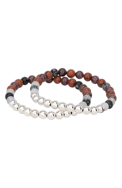 The Healer’s Collection The Healer's Collection N82 Gut Health Set Of 2 Healer's Bracelets In Silver