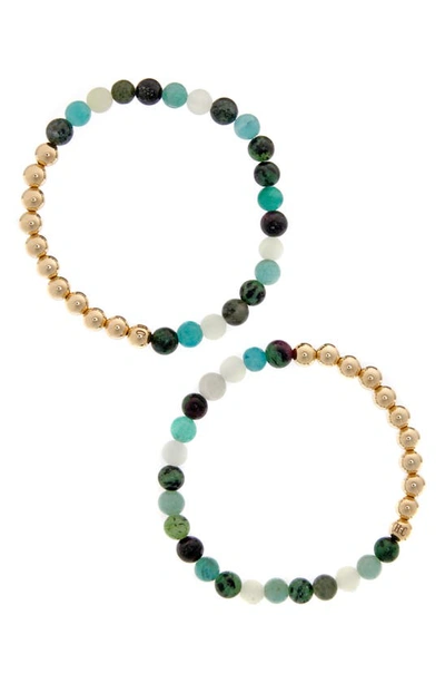 Shop The Healer’s Collection N6 Happiness/ease Set Of 2 Healer's Bracelets In Yellow Gold