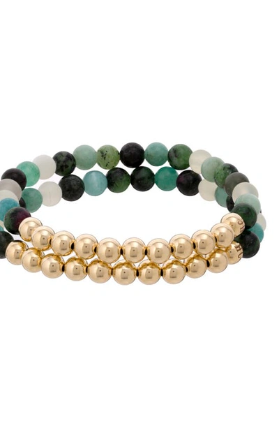 Shop The Healer’s Collection N6 Happiness/ease Set Of 2 Healer's Bracelets In Yellow Gold