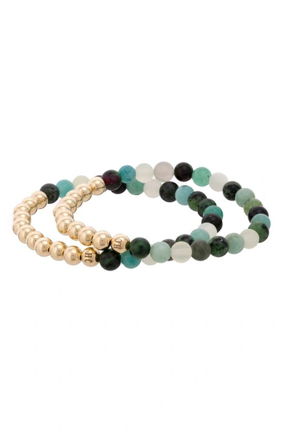 Shop The Healer’s Collection N6 Happiness/ease Set Of 2 Healer's Bracelets In Yellow Gold