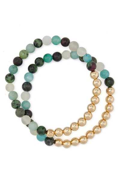 Shop The Healer’s Collection N6 Happiness/ease Set Of 2 Healer's Bracelets In Yellow Gold