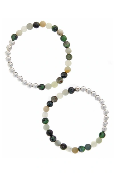 Shop The Healer’s Collection N6 Happiness/ease Set Of 2 Healer's Bracelets In Silver