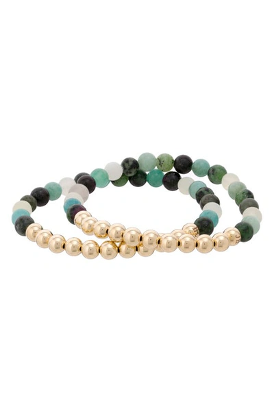 Shop The Healer’s Collection N6 Happiness/ease Set Of 2 Healer's Bracelets In Yellow Gold