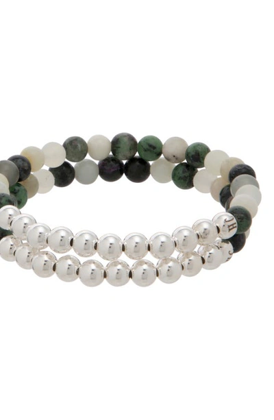 Shop The Healer’s Collection N6 Happiness/ease Set Of 2 Healer's Bracelets In Silver