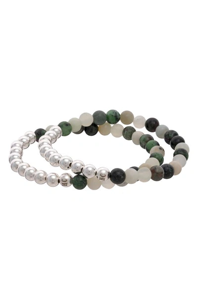 Shop The Healer’s Collection N6 Happiness/ease Set Of 2 Healer's Bracelets In Silver