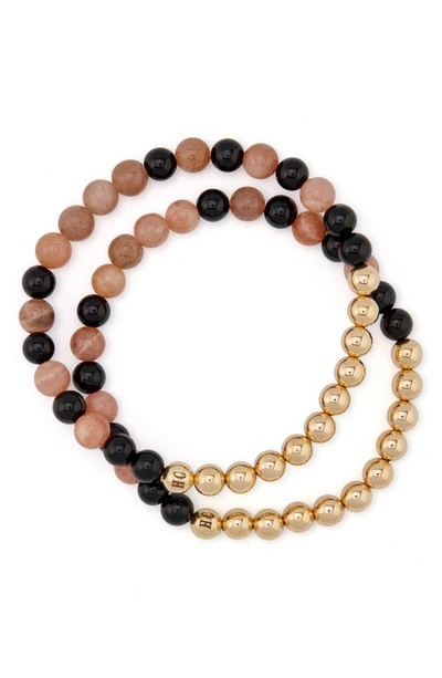 Shop The Healer’s Collection N2 Attract Love Set Of 2 Healer's Bracelets In Yellow Gold