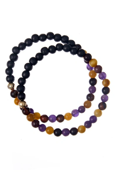 Shop The Healer’s Collection N19 Anxiety-free Set Of 2 Healer's Bracelets In Black