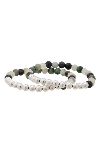 Shop The Healer’s Collection N6 Happiness/ease Set Of 2 Healer's Bracelets In Silver