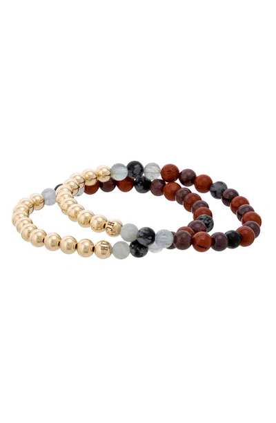 The Healer’s Collection The Healer's Collection N82 Gut Health Set Of 2 Healer's Bracelets In Yellow Gold