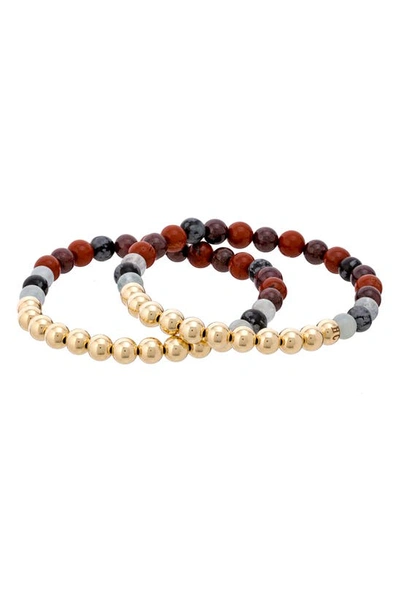 The Healer’s Collection The Healer's Collection N82 Gut Health Set Of 2 Healer's Bracelets In Yellow Gold