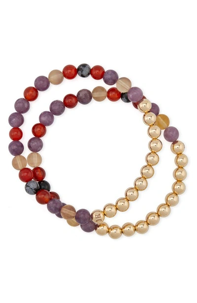 The Healer’s Collection The Healer's Collection N62 Smooth Digestion Set Of 2 Healer's Bracelets In Yellow Gold