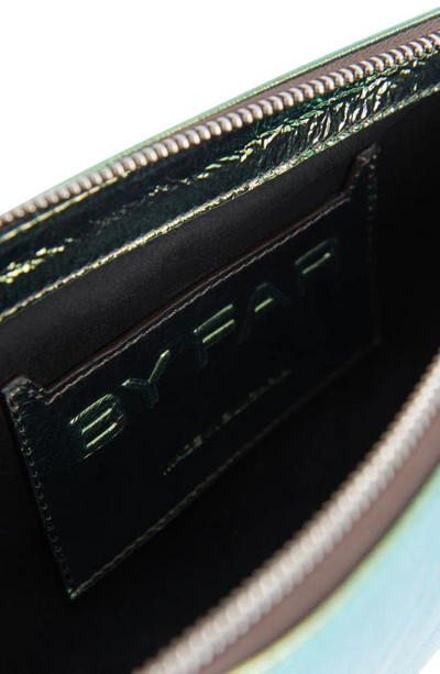 Shop By Far Rachel Metallic Leather Convertible Shoulder Bag In Green Scarabee