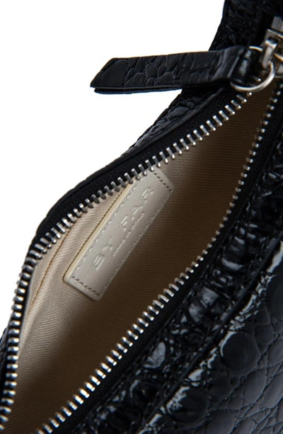 Shop By Far Mini Soho Croc Embossed Leather Shoulder Bag In Black