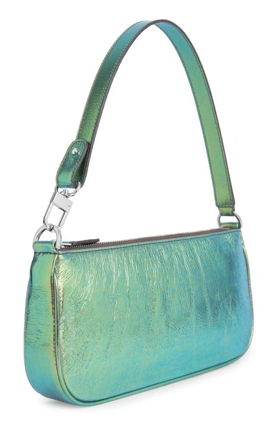 Shop By Far Rachel Metallic Leather Convertible Shoulder Bag In Green Scarabee
