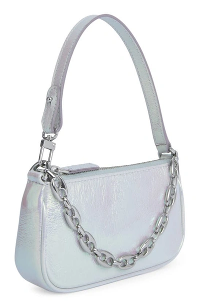 Shop By Far Mini Rachel Metallic Leather Convertible Shoulder Bag In White Scarabee