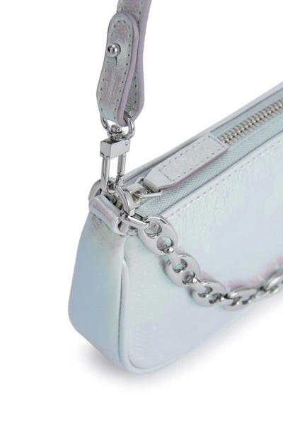 Shop By Far Mini Rachel Metallic Leather Convertible Shoulder Bag In White Scarabee