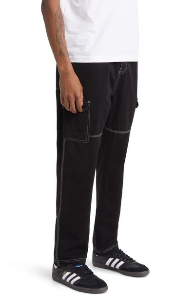 Shop Native Youth Contrast Stitch Cargo Pants In Black