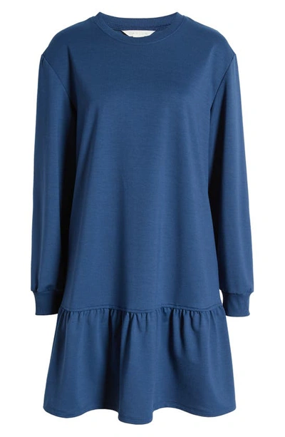 Shop Caslon Long Sleeve Drop Waist Sweatshirt Dress In Blue Ensign