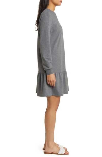 Shop Caslon Long Sleeve Drop Waist Sweatshirt Dress In Grey Dark Heather