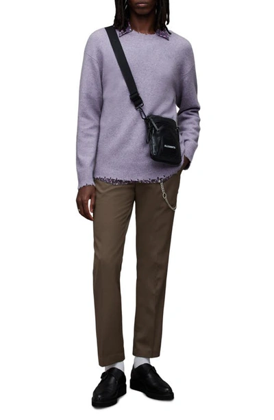 Shop Allsaints Luka Destoyed Crewneck Sweater In Lilac Purple