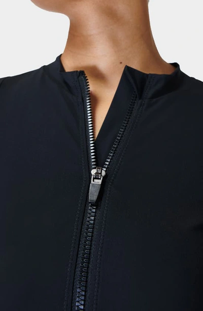 Shop Sweaty Betty Tidal Cutout One-piece Rashguard Swimsuit In Black