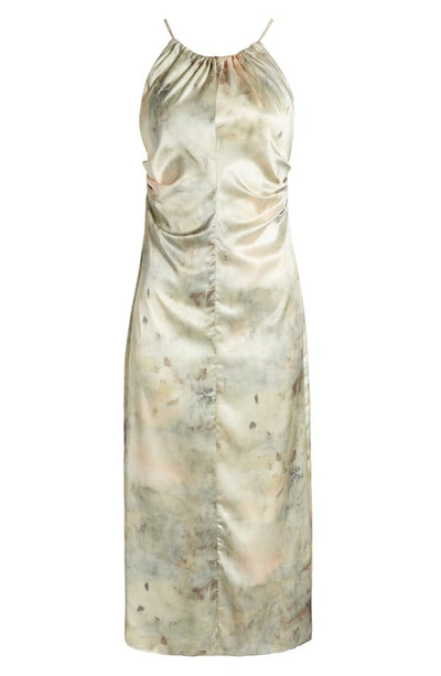 Shop Melloday Tie Dye Satin Midi Dress In Ivory Multi