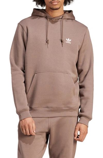 Shop Adidas Originals Essential Cotton Blend Hoodie In Earth Strata