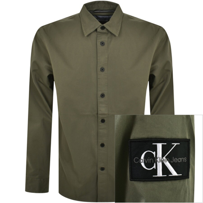 Shop Calvin Klein Jeans Relaxed Long Sleeve Shirt Green